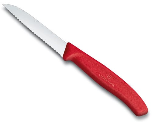 Victorinox 3.25 in. Serrated Sheeps Foot Paring Knife, Red Handle