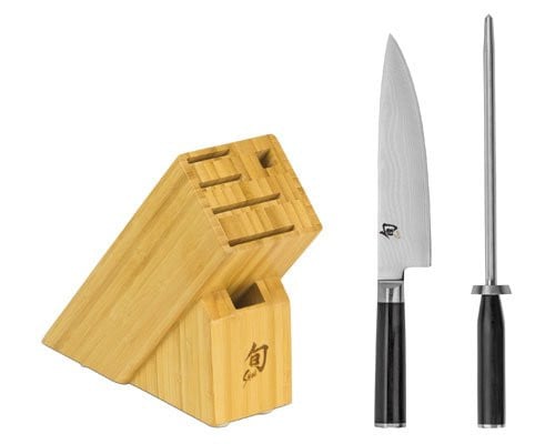 Shun Classic Build a Block Knife Set knive and rod outside of block