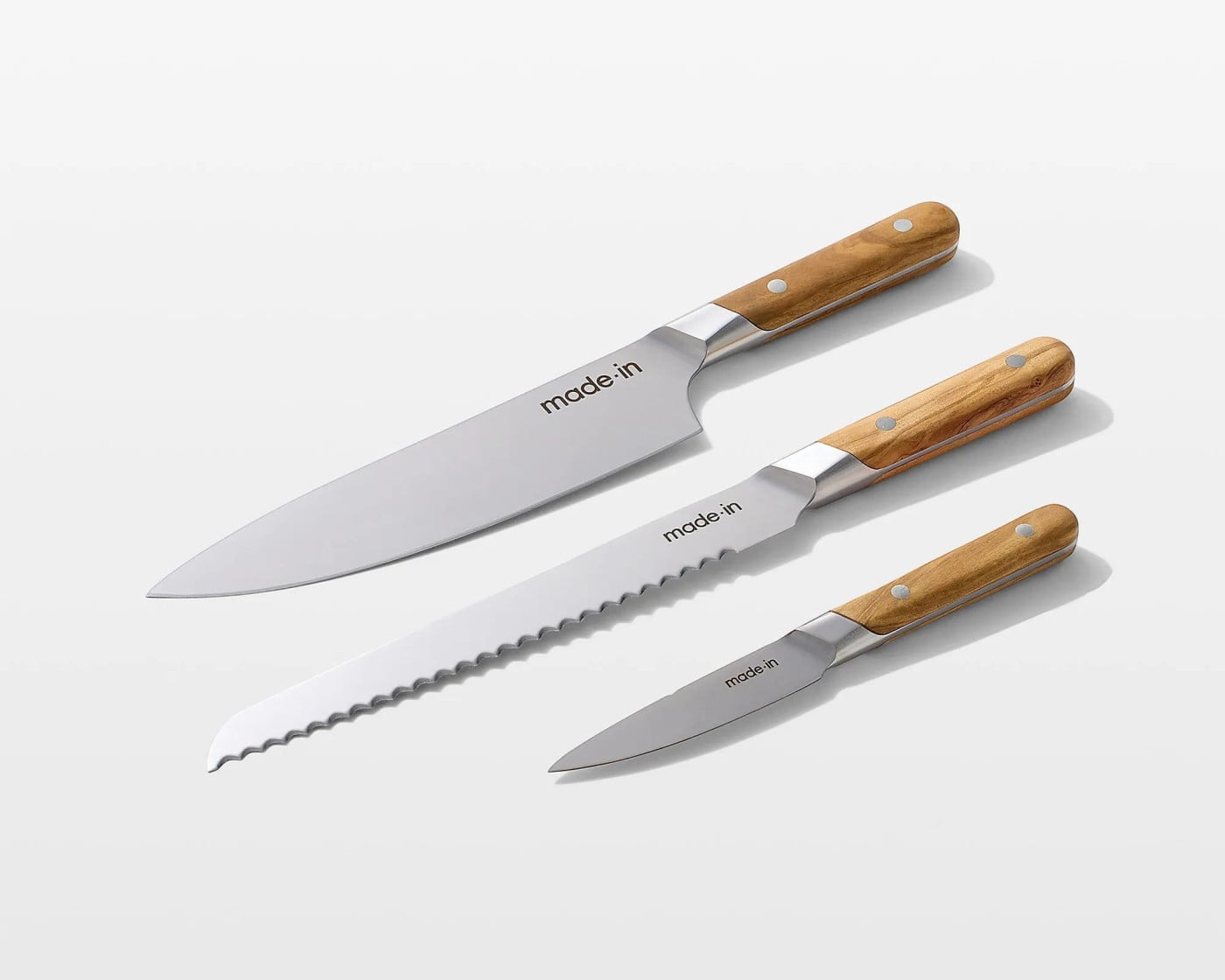 Made In Olive Wood 3-Piece Knife Set