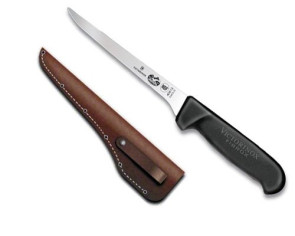 Victorinox Fibrox 6 in. Straight Flex Boning Knife with Leather Sheath