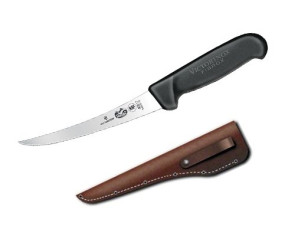 Victorinox Fibrox Pro 6 inch Curved Flexible Boning Knife with Leather Sheath