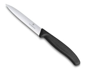 Victorinox 4 inch Serrated Paring Knife with Black Handle