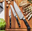 Zwilling Pro 3 Pc. Starter Knife Set displayed on cutting board with food