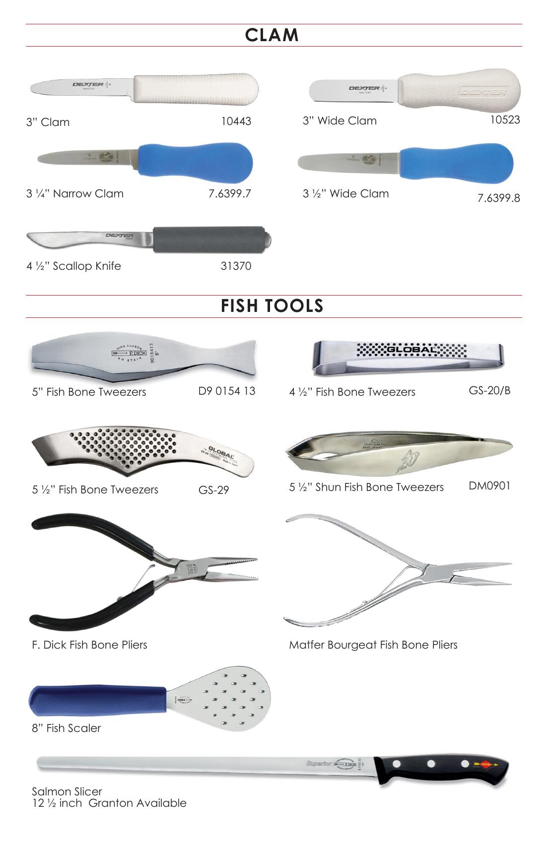Clam and fish tools
