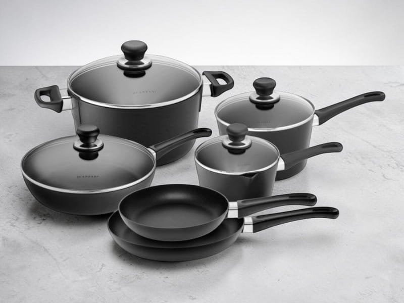 Premium cookware arranged on a kitchen surface