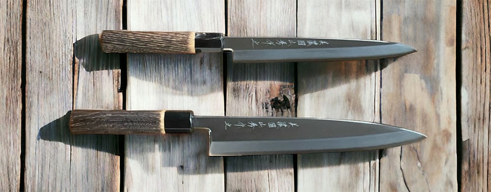 Minonokuni Ginsan Knives Ginsan Knives on Wooden Deck